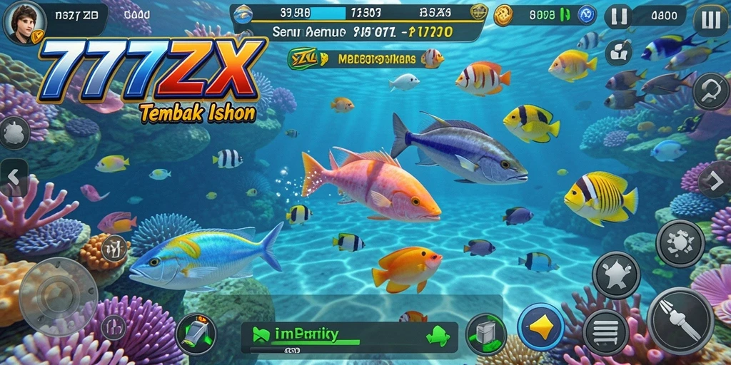 Screenshot gameplay Tembak Ikan 777ZX menampilkan aksi seru menangkap ikan.