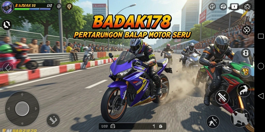 Gameplay seru dalam balap motor yang mendebarkan.