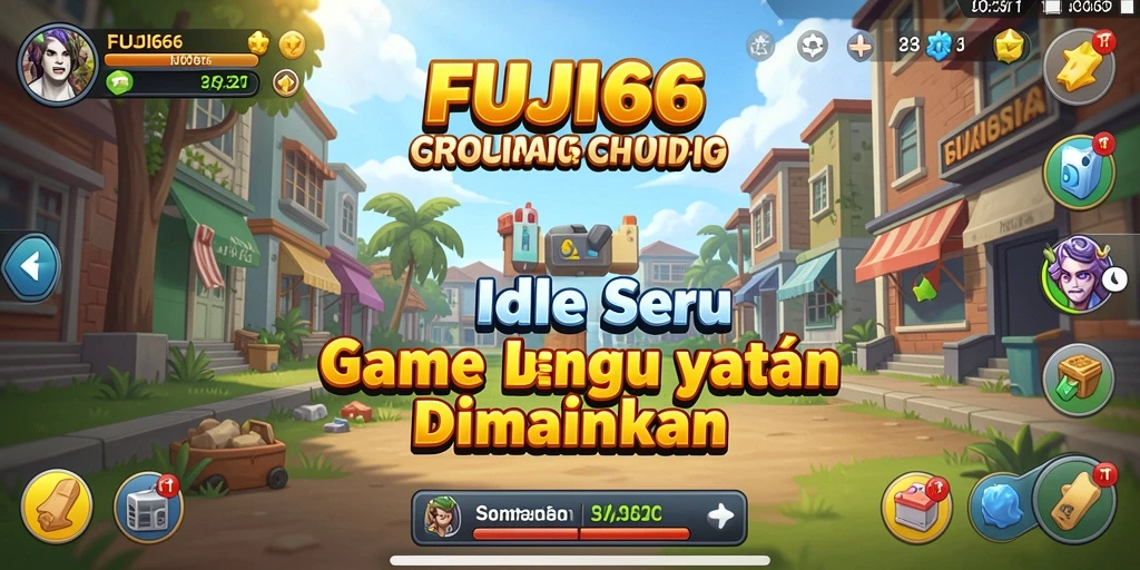 Screenshot gameplay FUJI66 menunjukkan karakter mengumpulkan sumber daya secara otomatis.