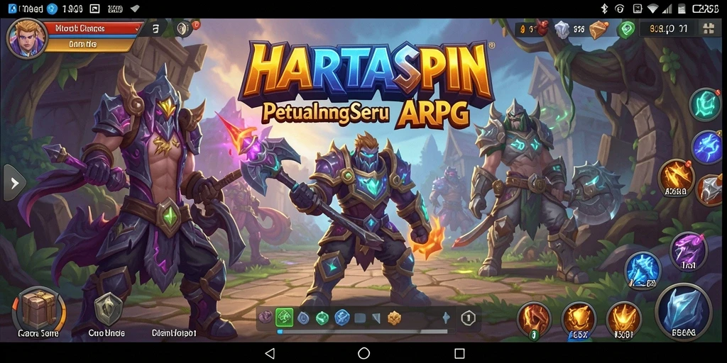 Tampilan gameplay HARTASPIN yang intens dalam pertempuran.