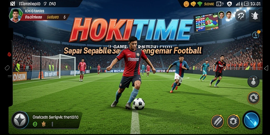 Gameplay HOKITIME yang seru dan mendebarkan dalam aksi sepak bola.