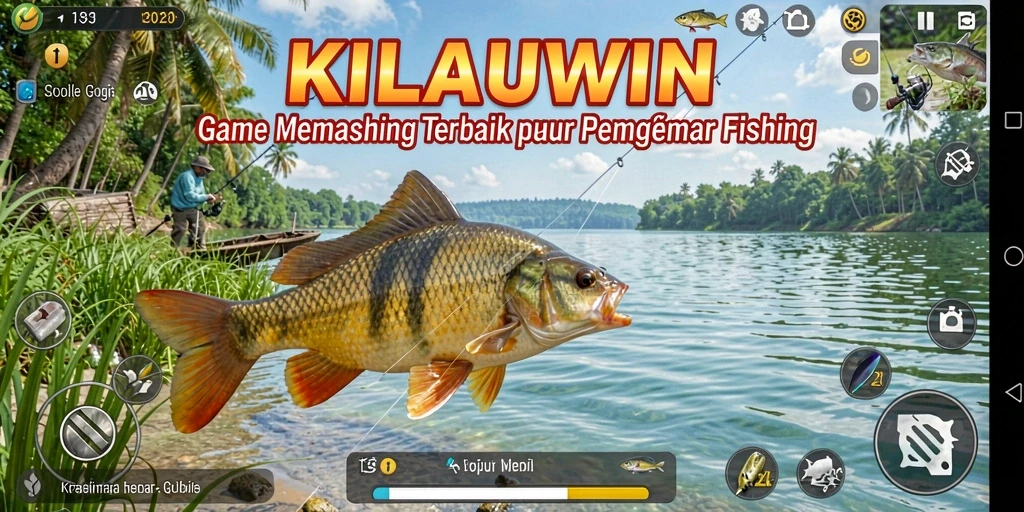 Tampilan gameplay KILAUWIN menampilkan petualangan memancing yang seru.