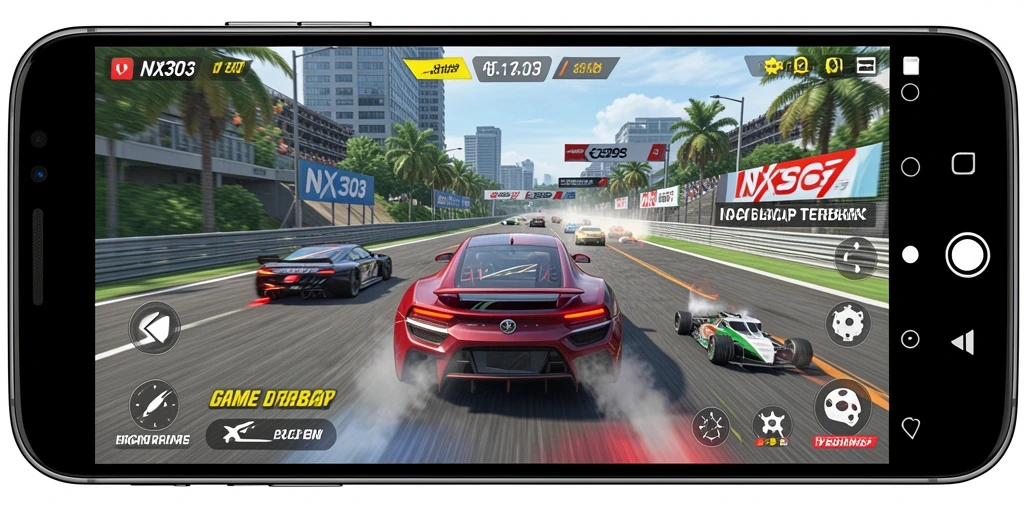 Gameplay <strong>NX303</strong> yang seru dengan kendaraan cepat dan trek menantang.