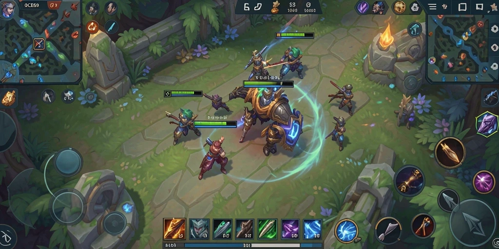 Screenshot OCE69 menampilkan intense gameplay MOBA dengan strategi tim.