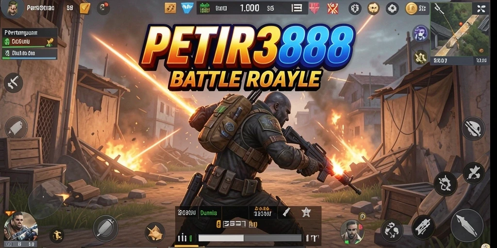 Tampilan gameplay menegangkan dalam pertempuran Battle Royale.