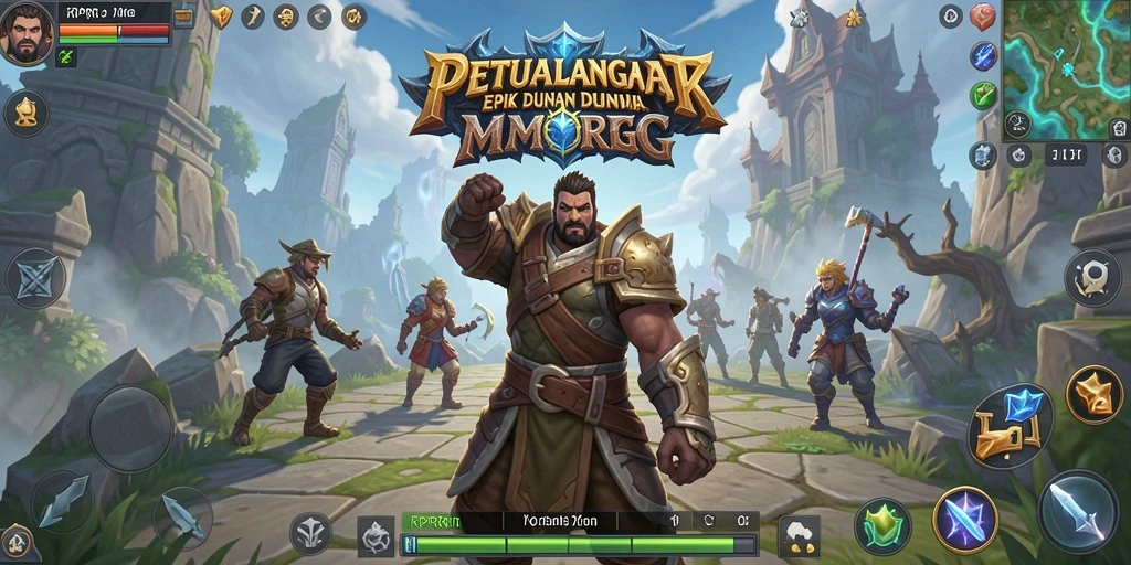 Screenshot gameplay RPRR yang menunjukkan pertarungan seru di dunia MMORPG.