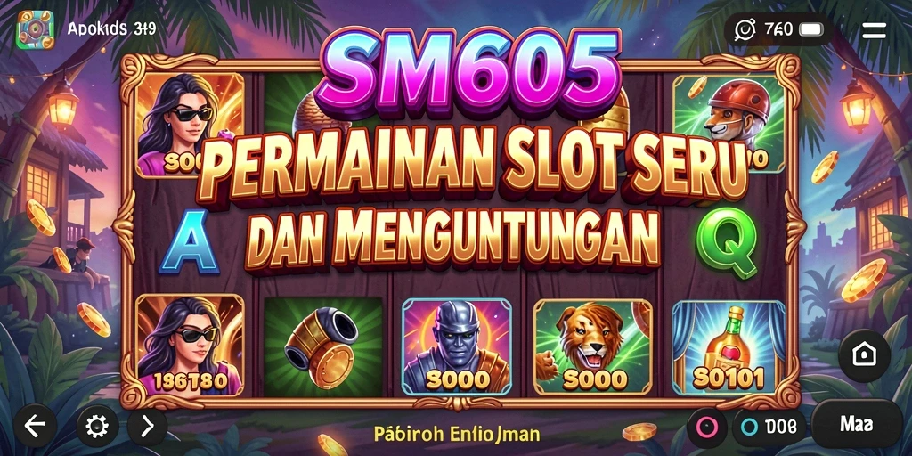 Screenshot gameplay SM605 yang menampilkan mesin Slot yang menarik dan interaktif.