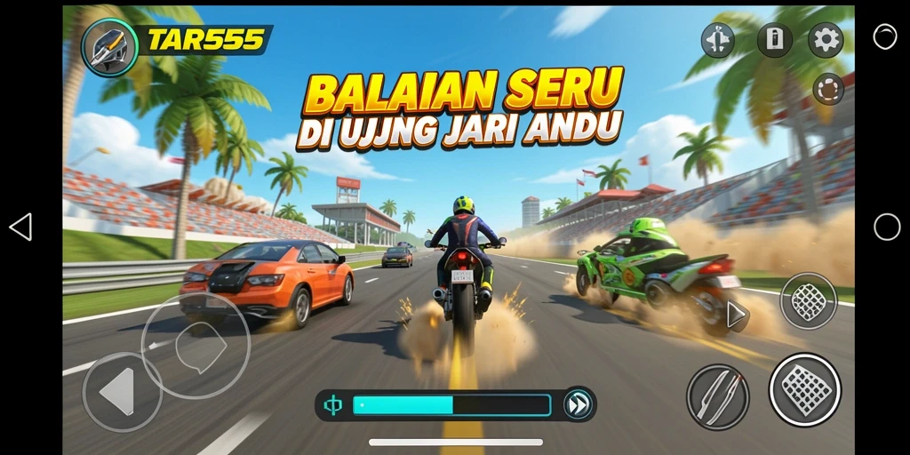 Gameplay Racing yang mendebarkan dan penuh adrenalin.