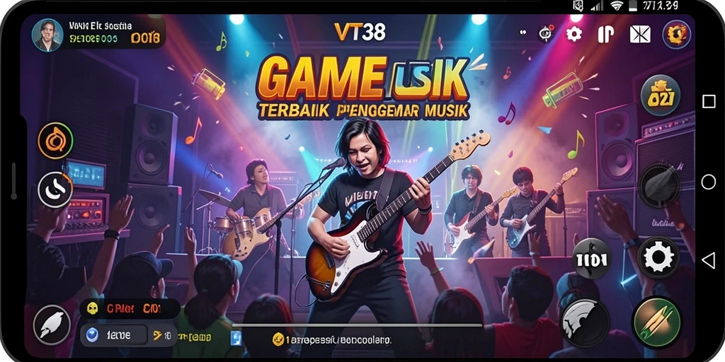 Tampilan gameplay VT38 dengan irama musik yang menakjubkan.